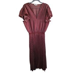Women's Max Studio Flutter-Sleeve Pleated Midi Dress Size Large